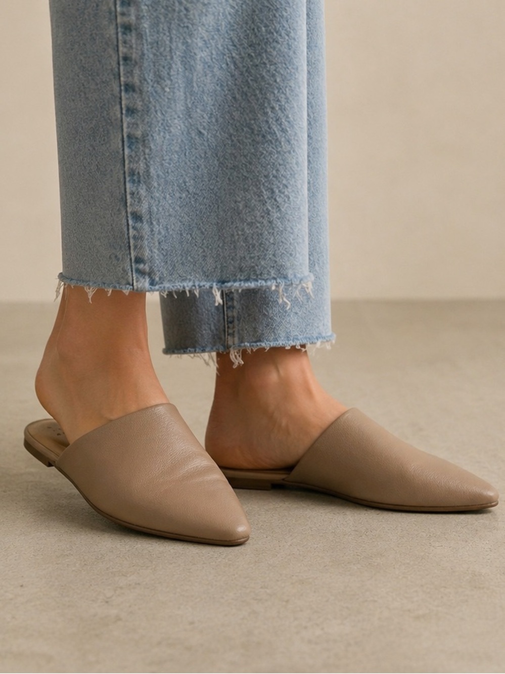 a new day Pointed Toe Mules Size 7 Nude Slip On Flats Minimalist